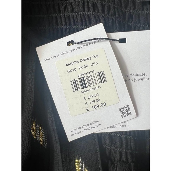 Whistles Metallic Dobby Top in Black and Gold - Picture 14 of 16